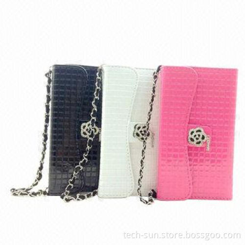 Diamond flower PU case for Samsung Galaxy Note II N7100 with hand chain